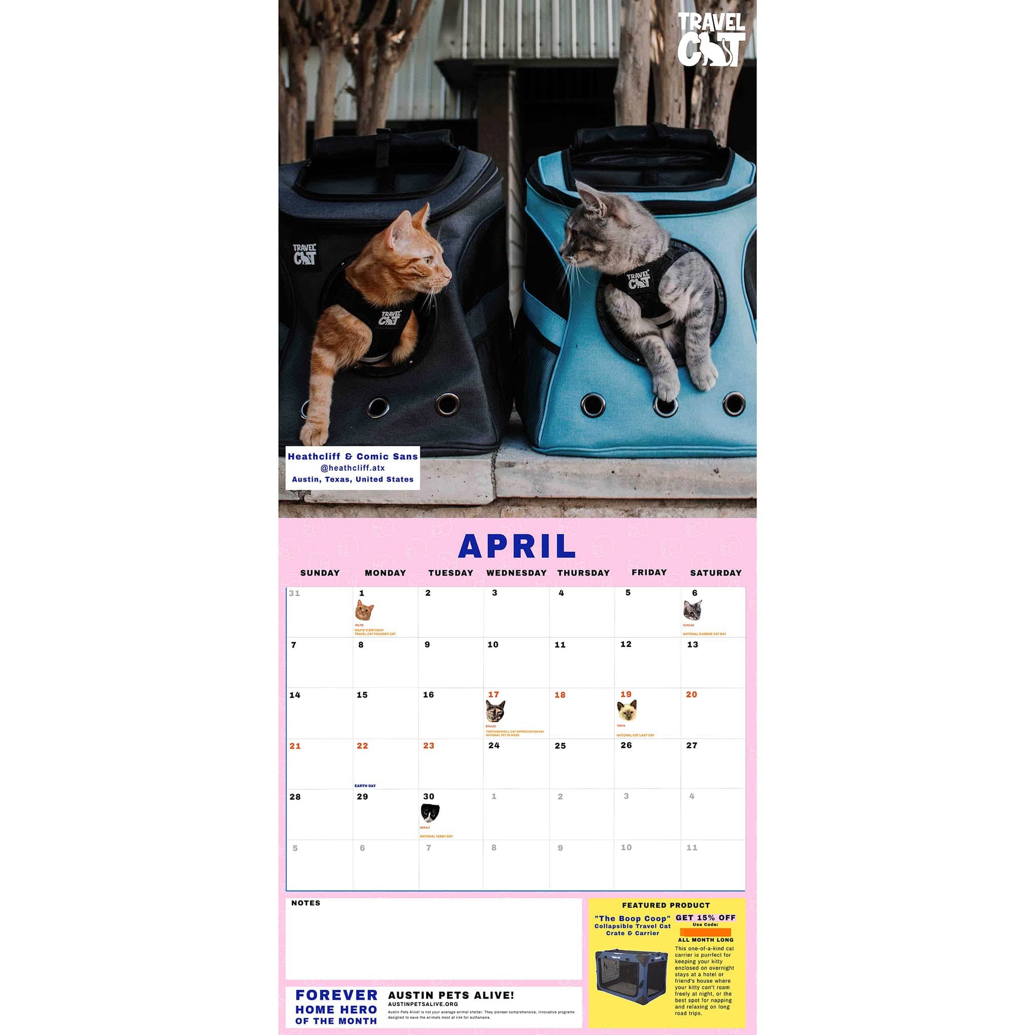 Travel Cat Calendar Supporting Forever Home Heroes 2024