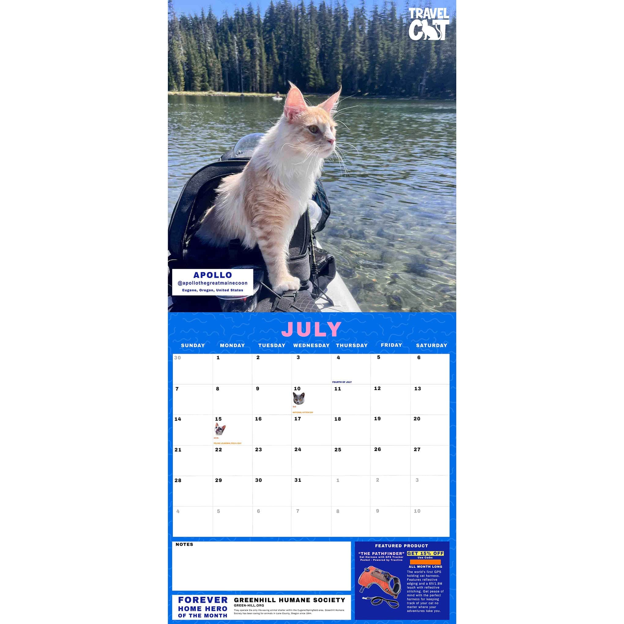 Travel Cat Calendar Supporting Forever Home Heroes 2024