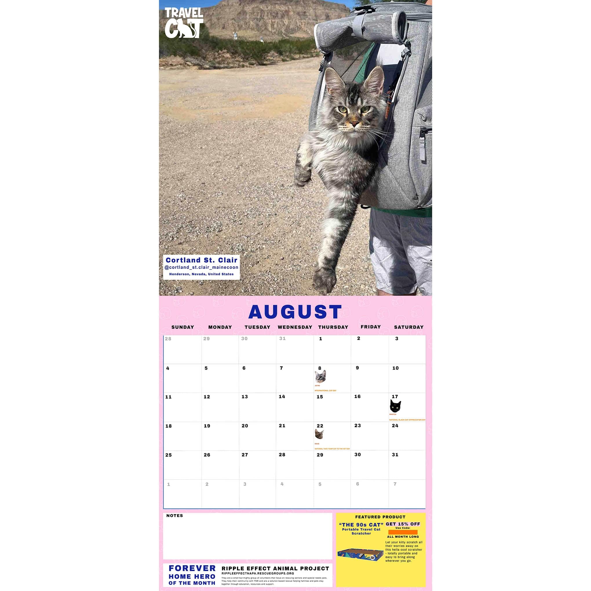 Travel Cat Calendar Supporting Forever Home Heroes 2024