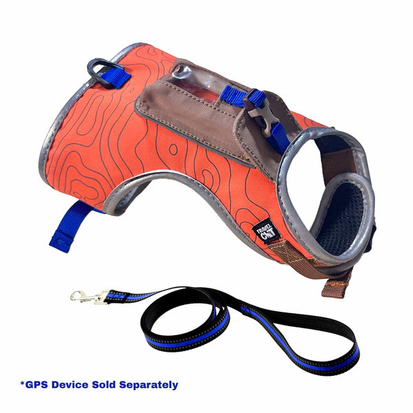"The Pathfinder" Cat Harness with GPS Tracker Pocket - Powered by Tractive - Orange Sunset