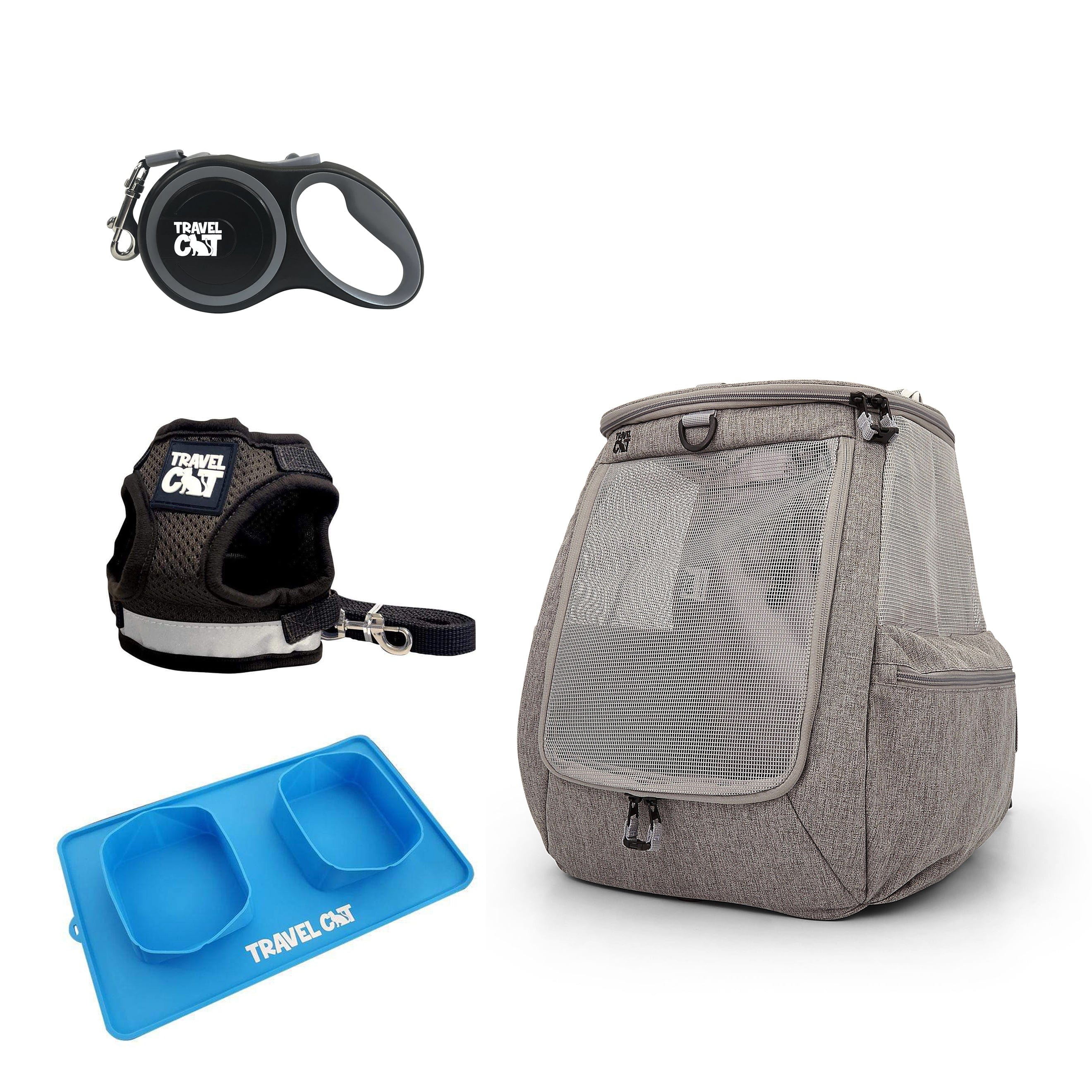 "The Outdoorsy Cat" Bundle: Navigator Backpack, Harness, Leash, Retractable Leash, Travel Buddy