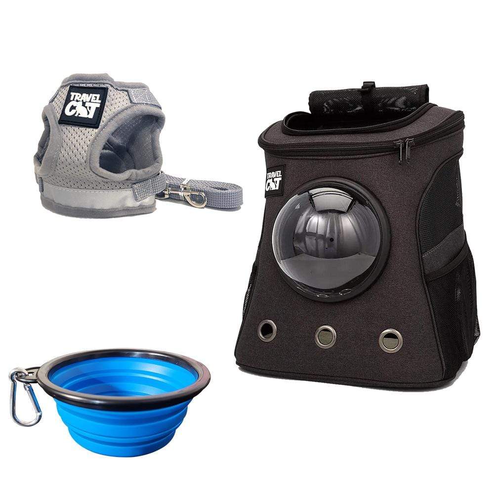 "The Adventure Cat Essential" Bundle: Cat Backpack, Harness, Leash & Travel Bowl
