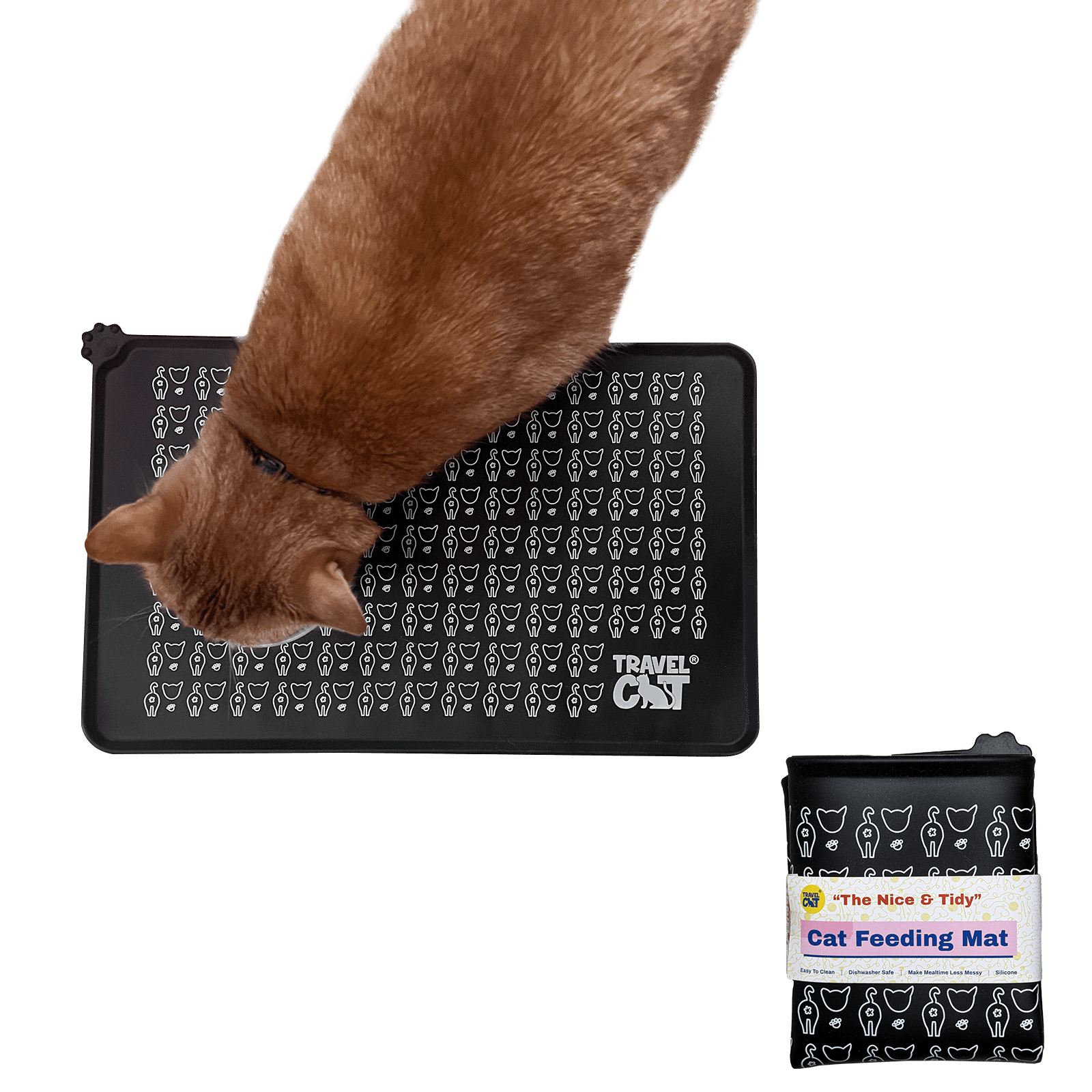 "The Nice & Tidy" Cat Food & Water Feeding Mat