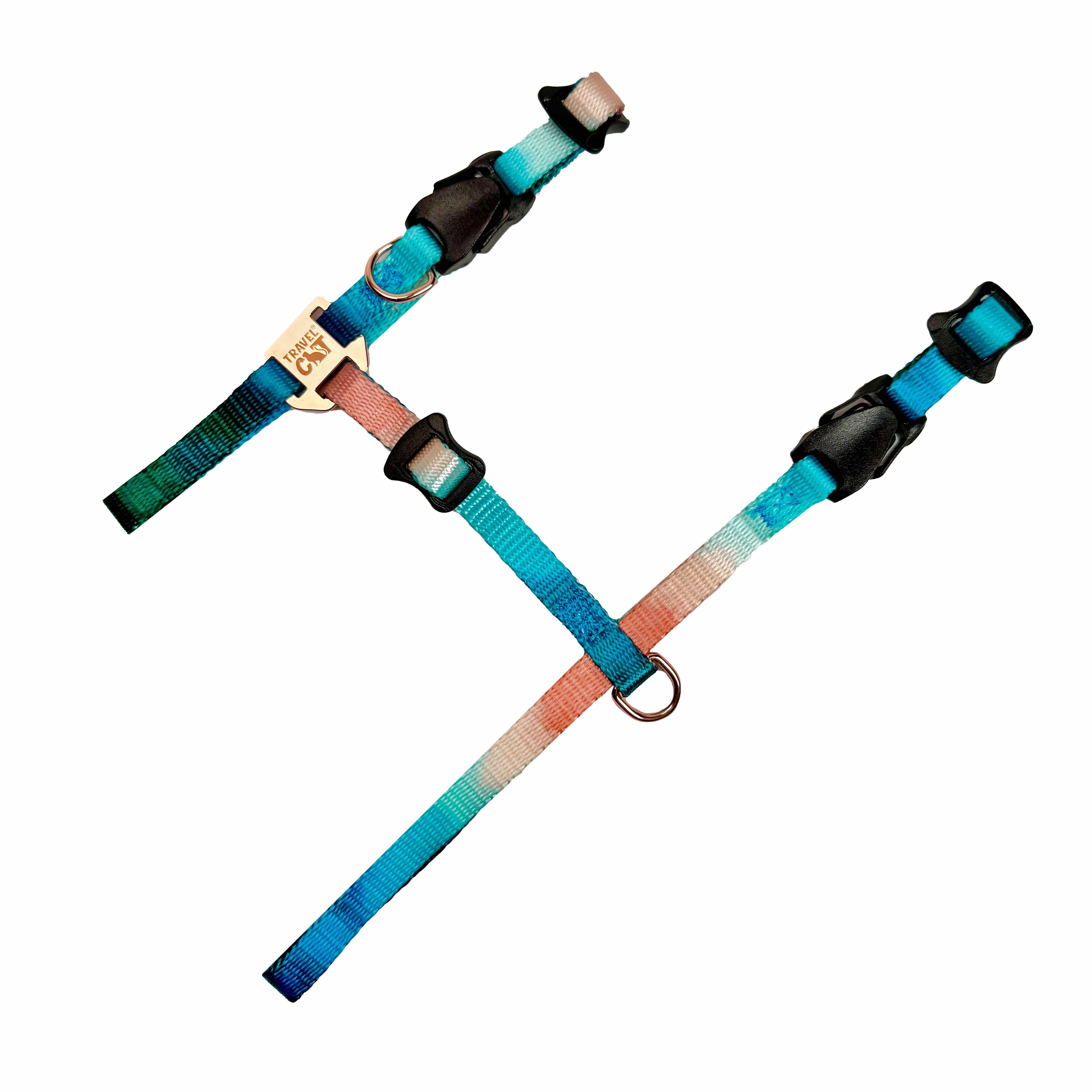 "The Day Tripper" Perfect Adjustable H-Style Cat Harness & Bungee Leash Set - Watercolor