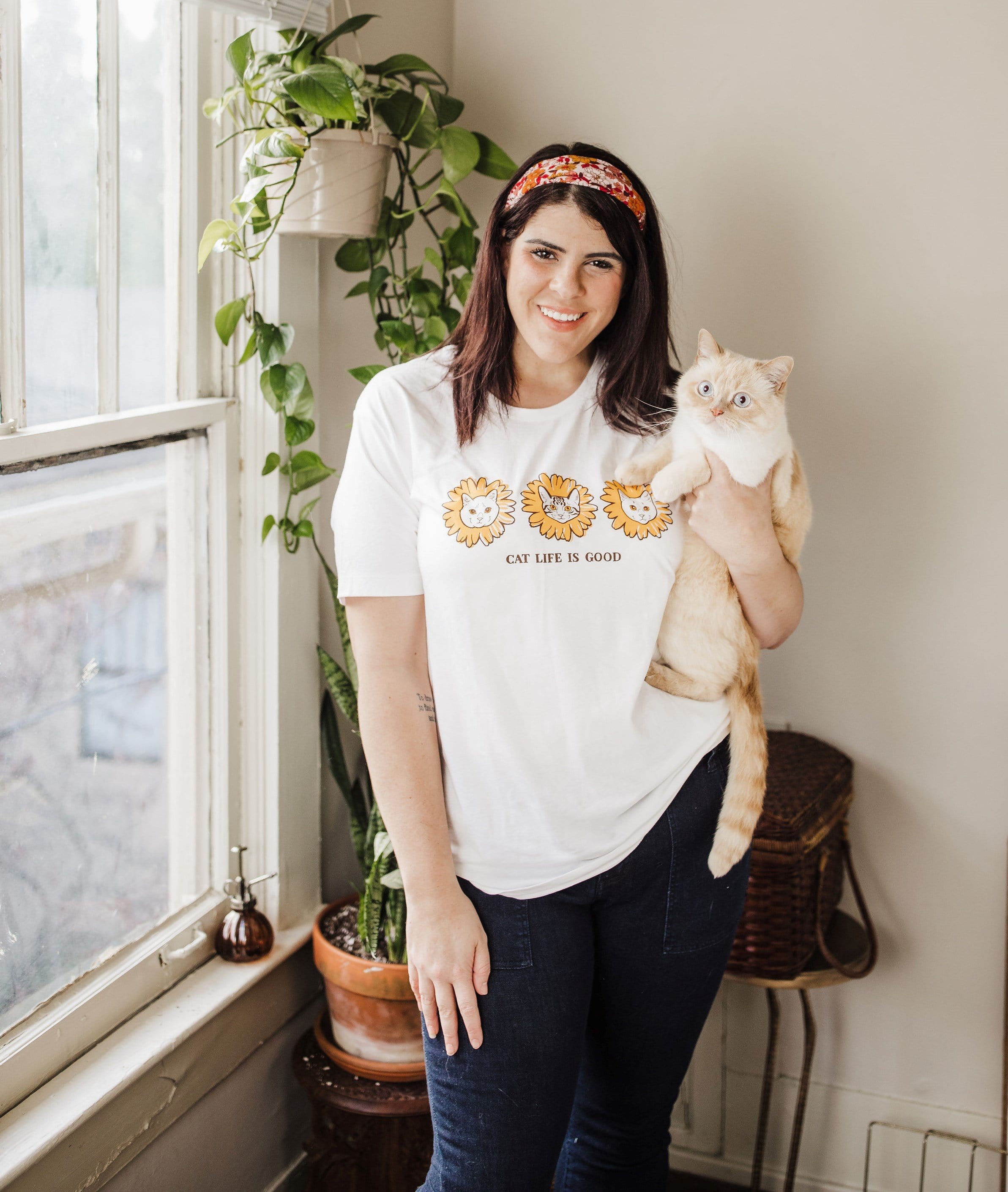 "Cat Life is Good" - Exclusive Limited Edition Cat Culture Unisex T-Shirt by Megan Lynn Kott