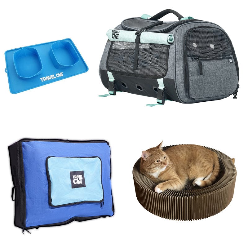 The Transpurrter Ultimate Calming Convertible Cat Carrier in Heather Grey and Teal / Your Cat Backpack