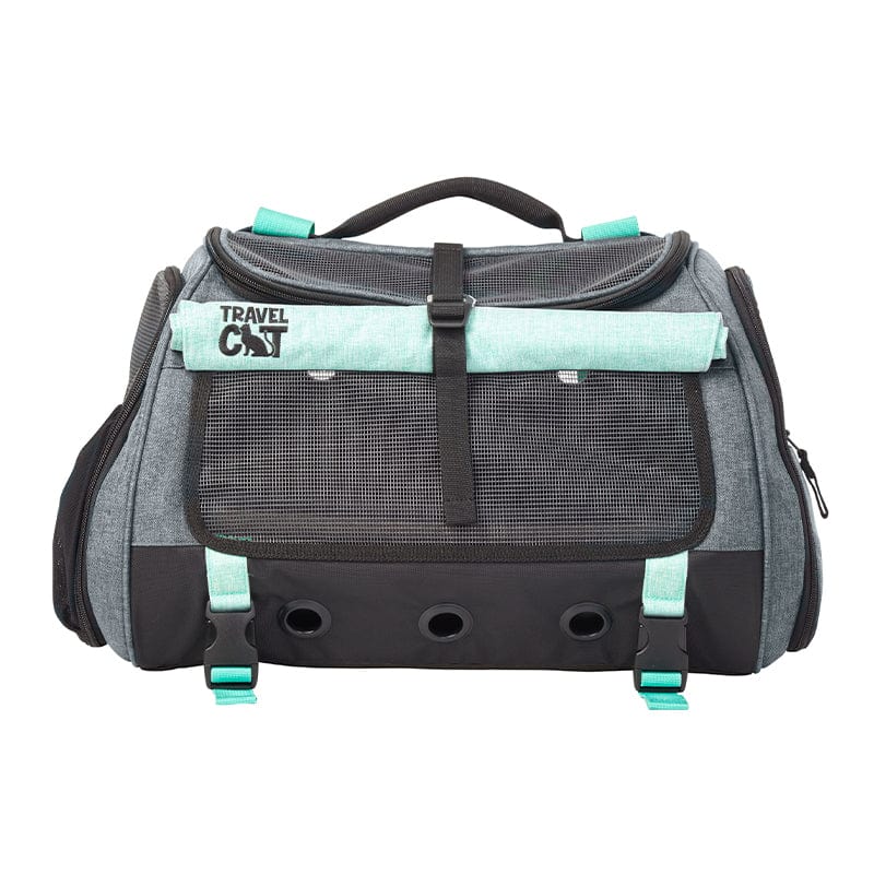 "The Transpurrter" Ultimate Calming Convertible Cat Carrier in Heather Grey and Teal