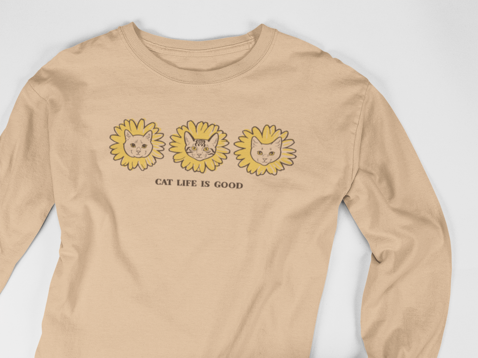 "Cat Life is Good" - Exclusive Limited Edition Cat Culture Unisex Long Sleeve Shirt by Megan Lynn Kott