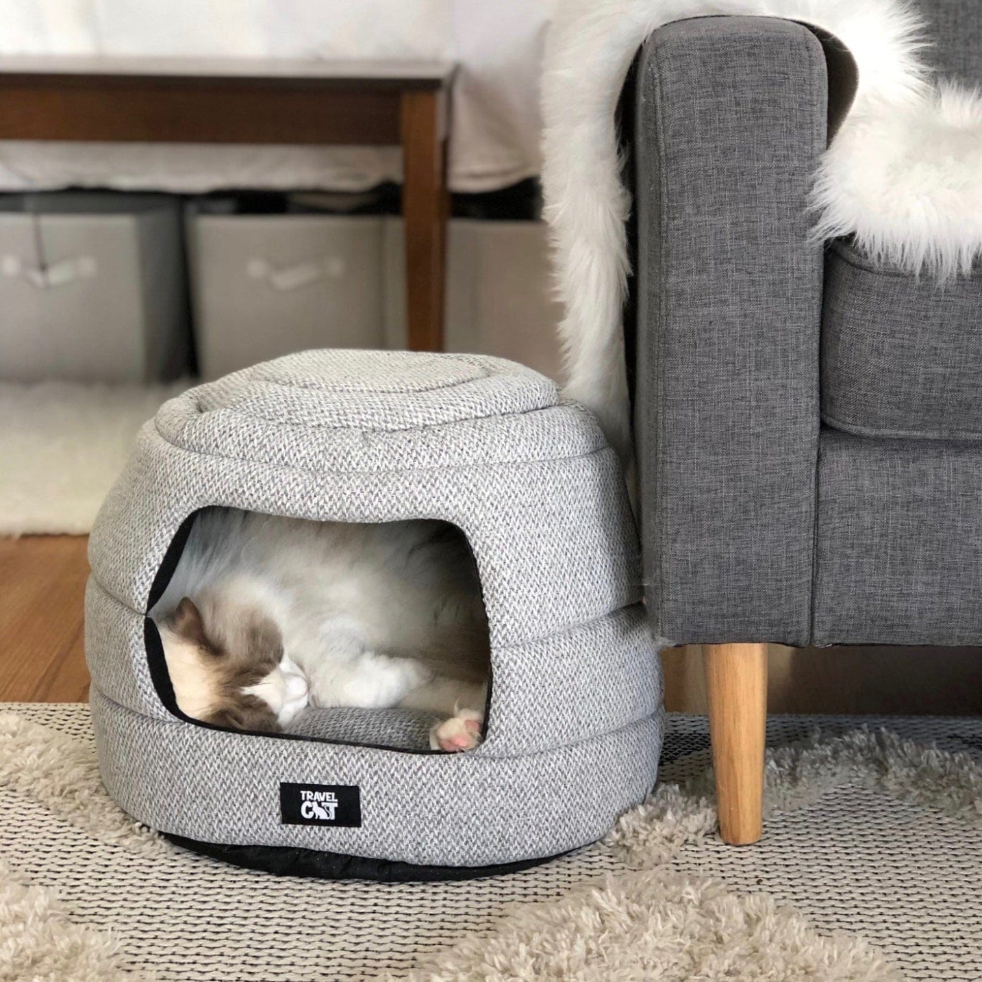 "The Meowbile Home" Convertible Cat Bed & Cave
