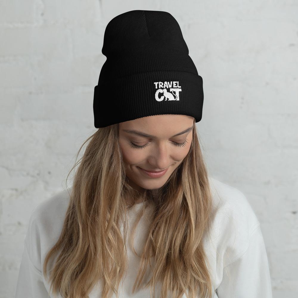 Travel Cat Cuffed Beanie