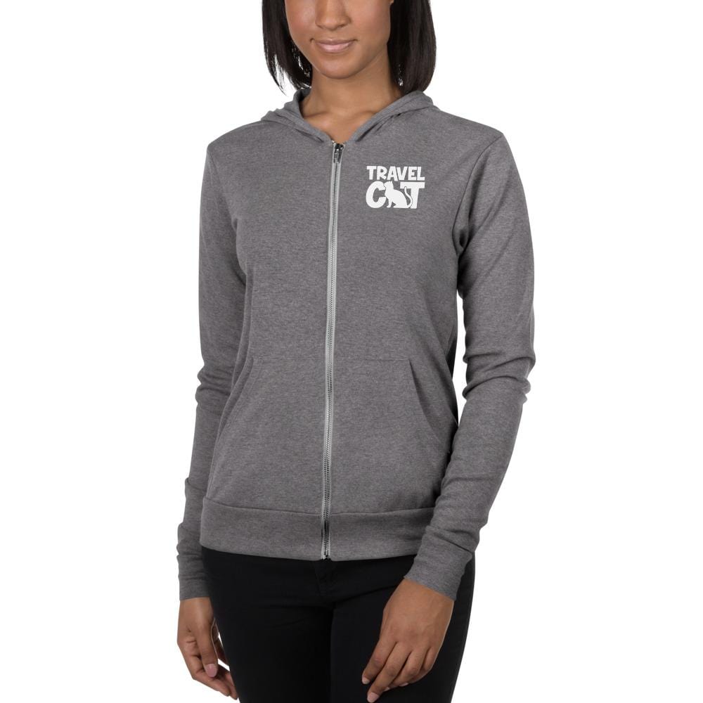 Travel Cat Unisex Zip Hoodie