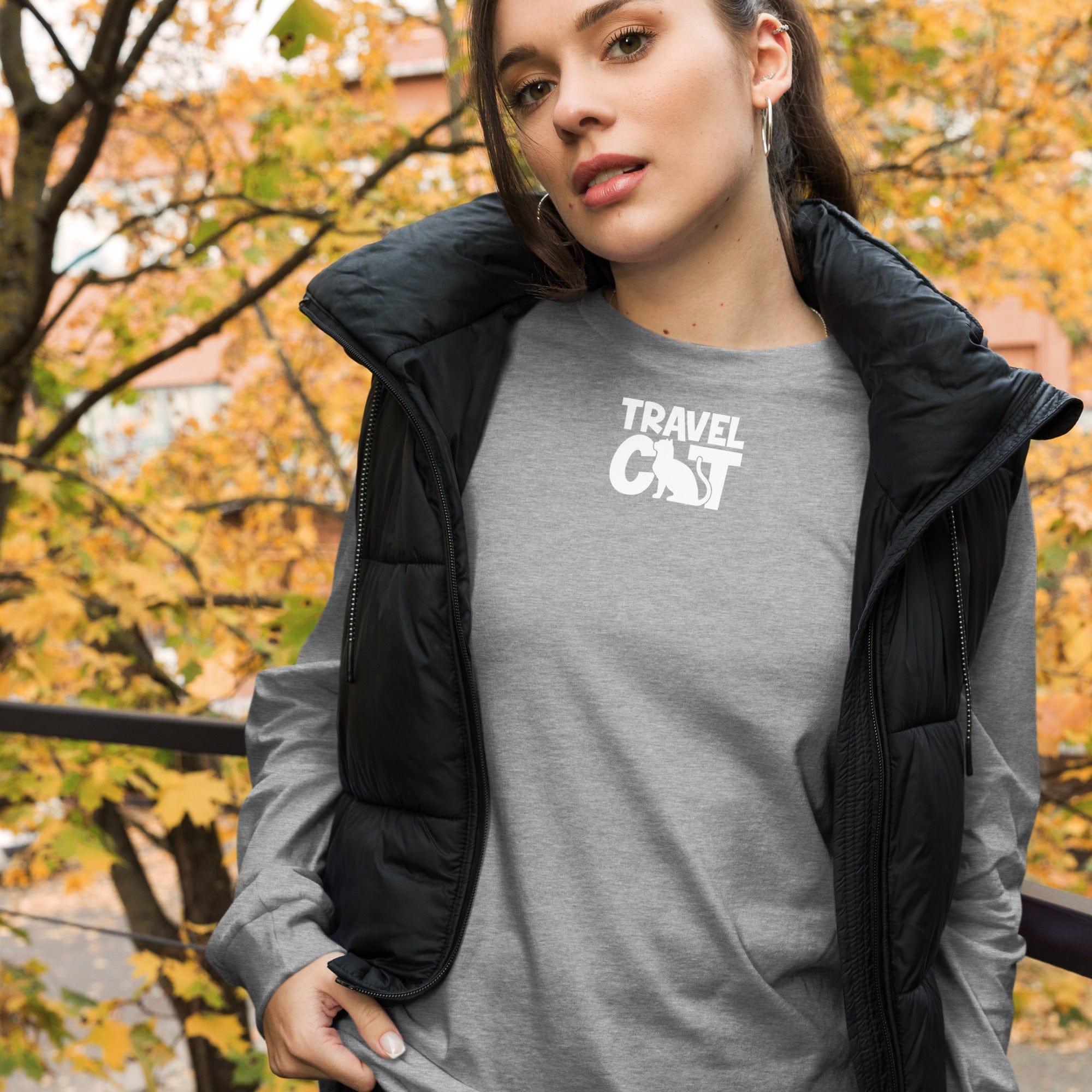 Travel Cat Unisex Long Sleeve Tee - Bella & Canvas