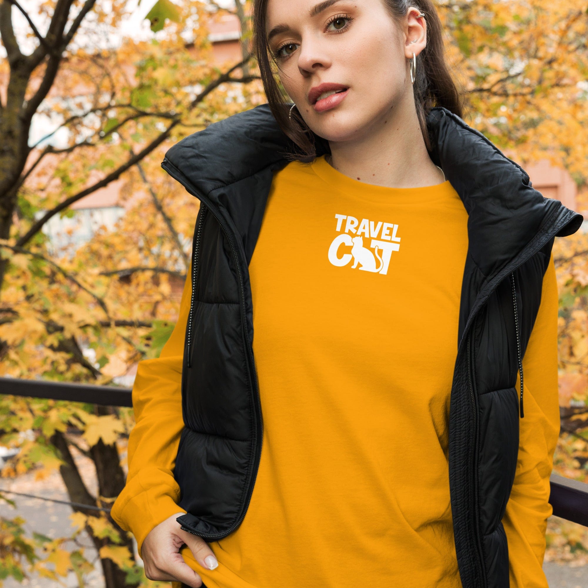 Travel Cat Unisex Long Sleeve Tee - Bella & Canvas