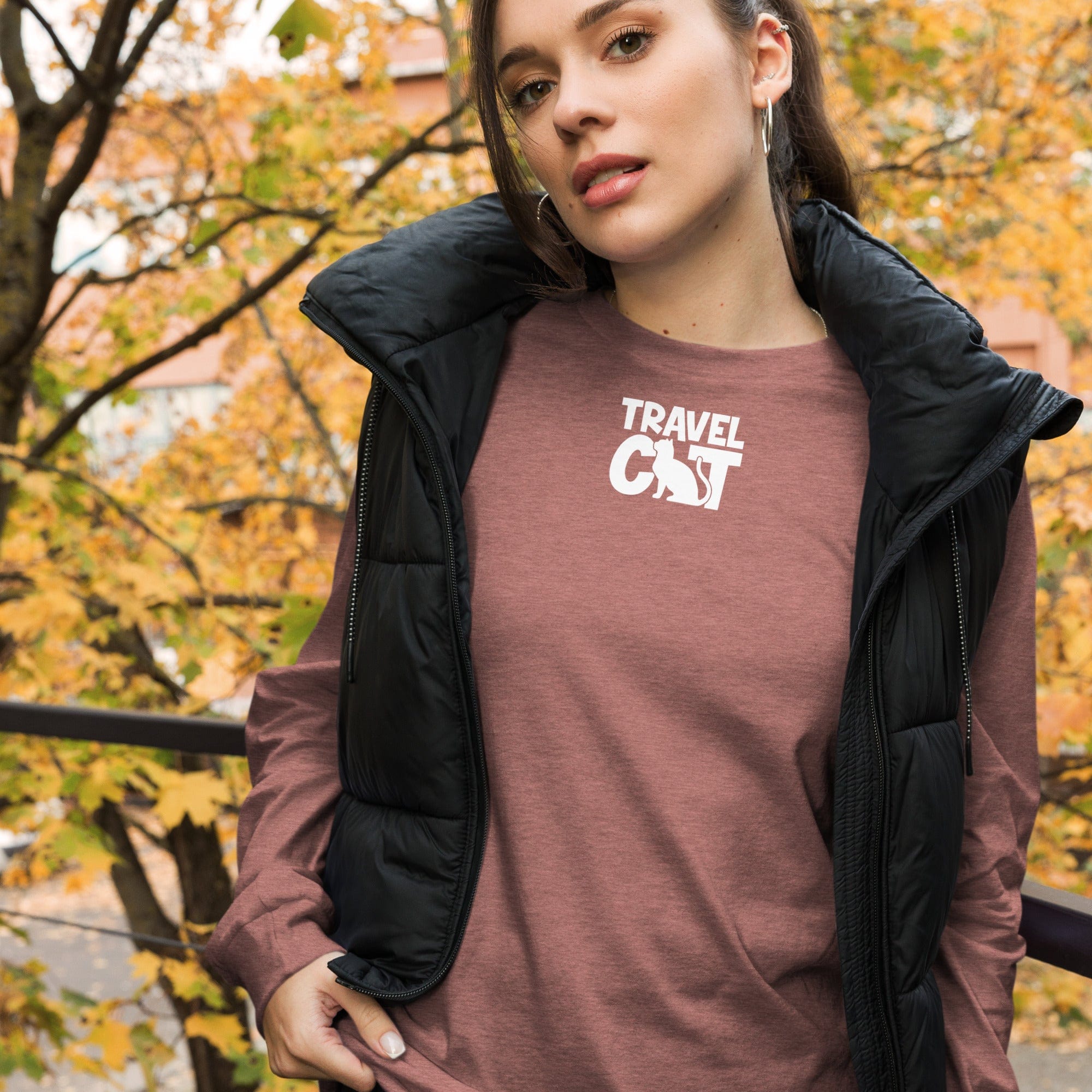 Travel Cat Unisex Long Sleeve Tee - Bella & Canvas