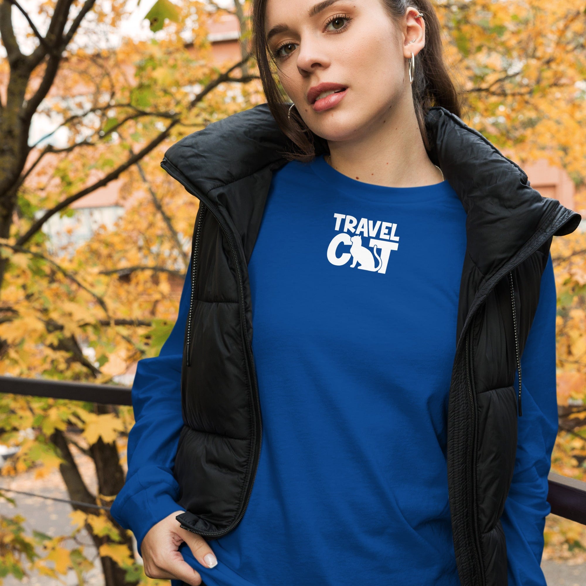 Travel Cat Unisex Long Sleeve Tee - Bella & Canvas