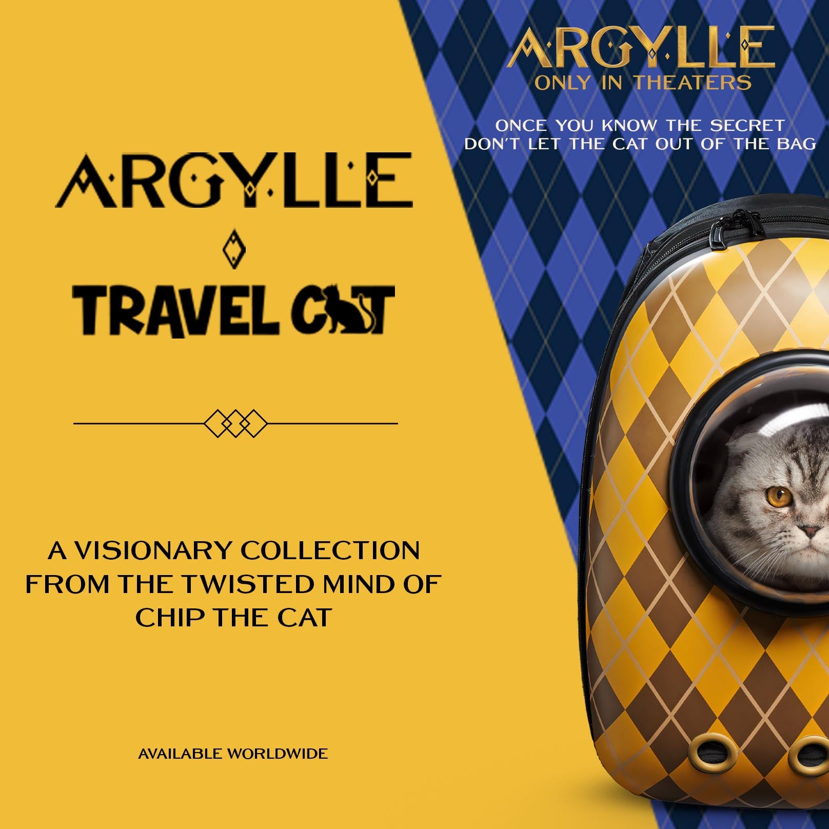 Travel Cat Unveils Exclusive Cat Collection Inspired by Matthew Vaughn's New Blockbuster Film "Argylle," Including Viral Backpack Seen in Film