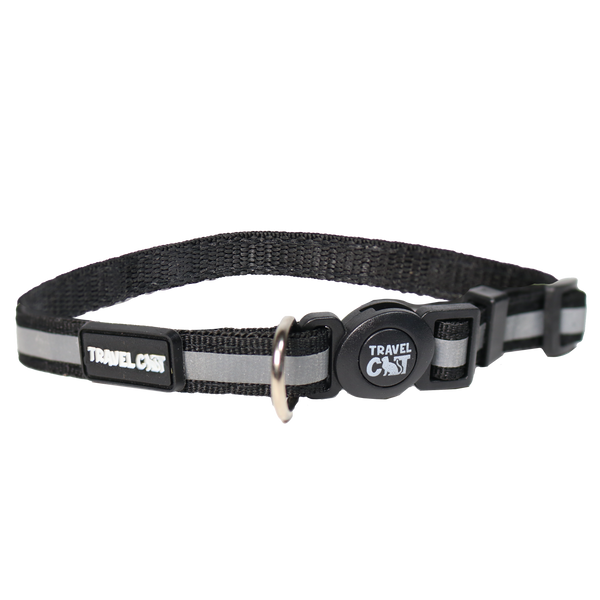 “The Travel Cat” Breakaway Cat Collar - Black Reflective