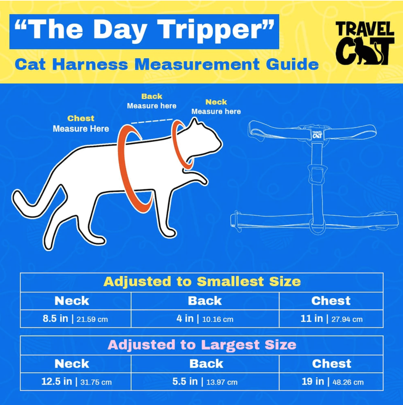 "The Day Tripper" Perfect Adjustable H-Style Cat Harness & Bungee Leash Set - Checkered