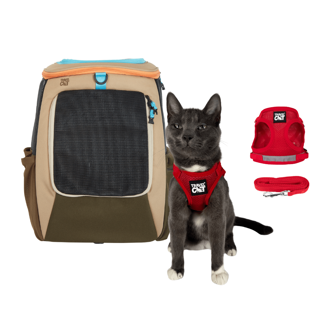 "The Navigator Earth" Cat Backpack & "The True Adventurer" Harness and Leash Set Bundle