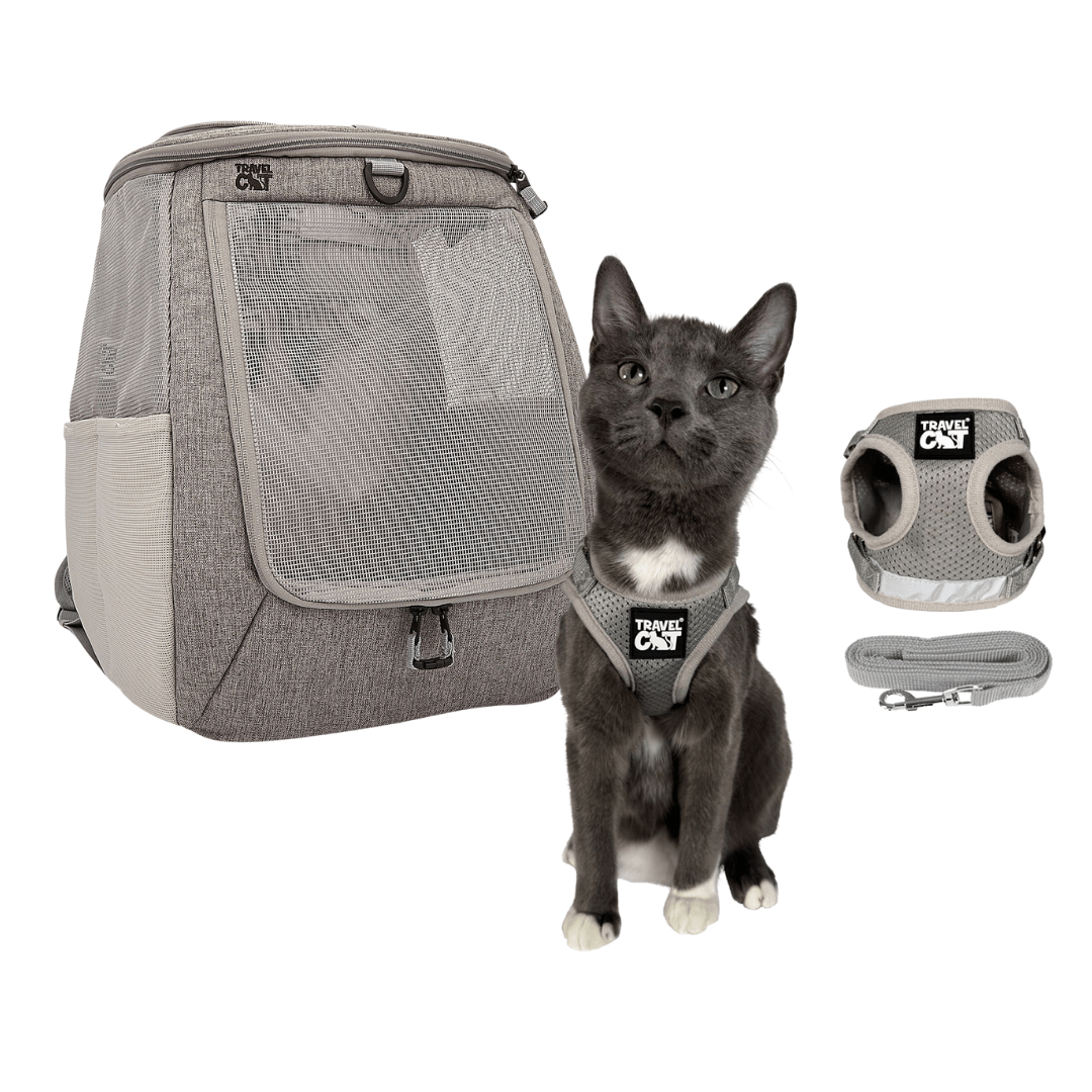 "The Navigator" Cat Backpack & "The True Adventurer" Harness and Leash Set Bundle