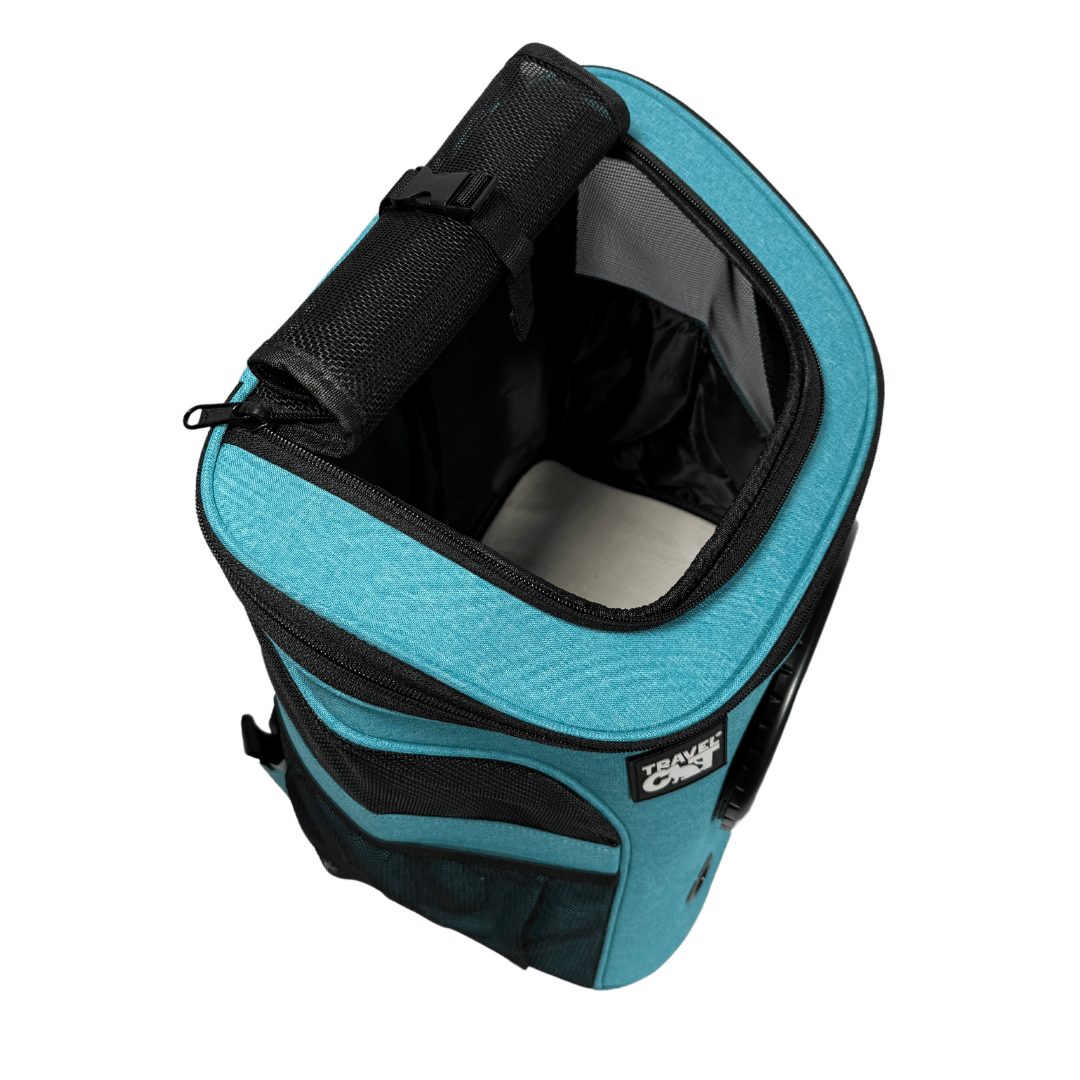 “The Fat Cat” Cat Backpack in Aqua - For Larger Cats