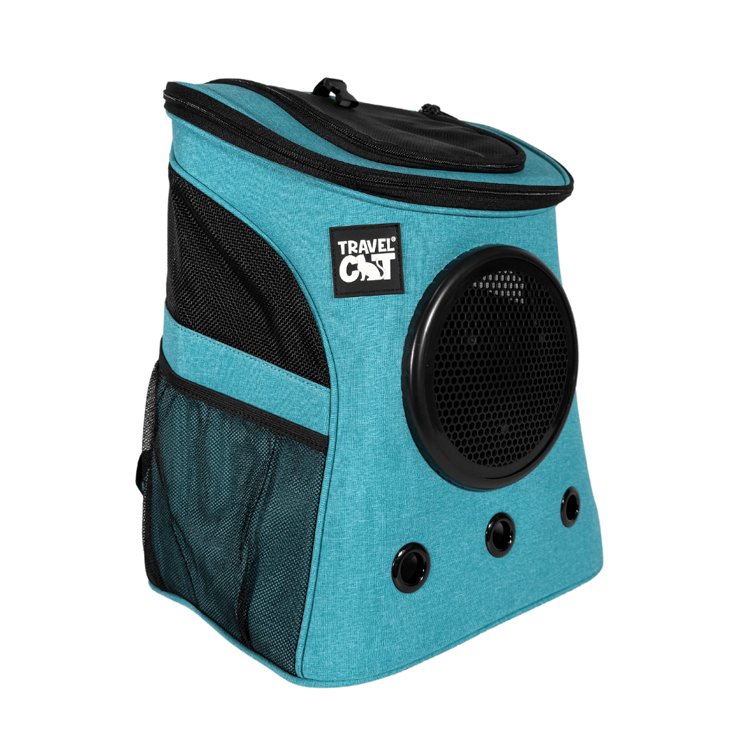 “The Fat Cat” Cat Backpack in Aqua - For Larger Cats