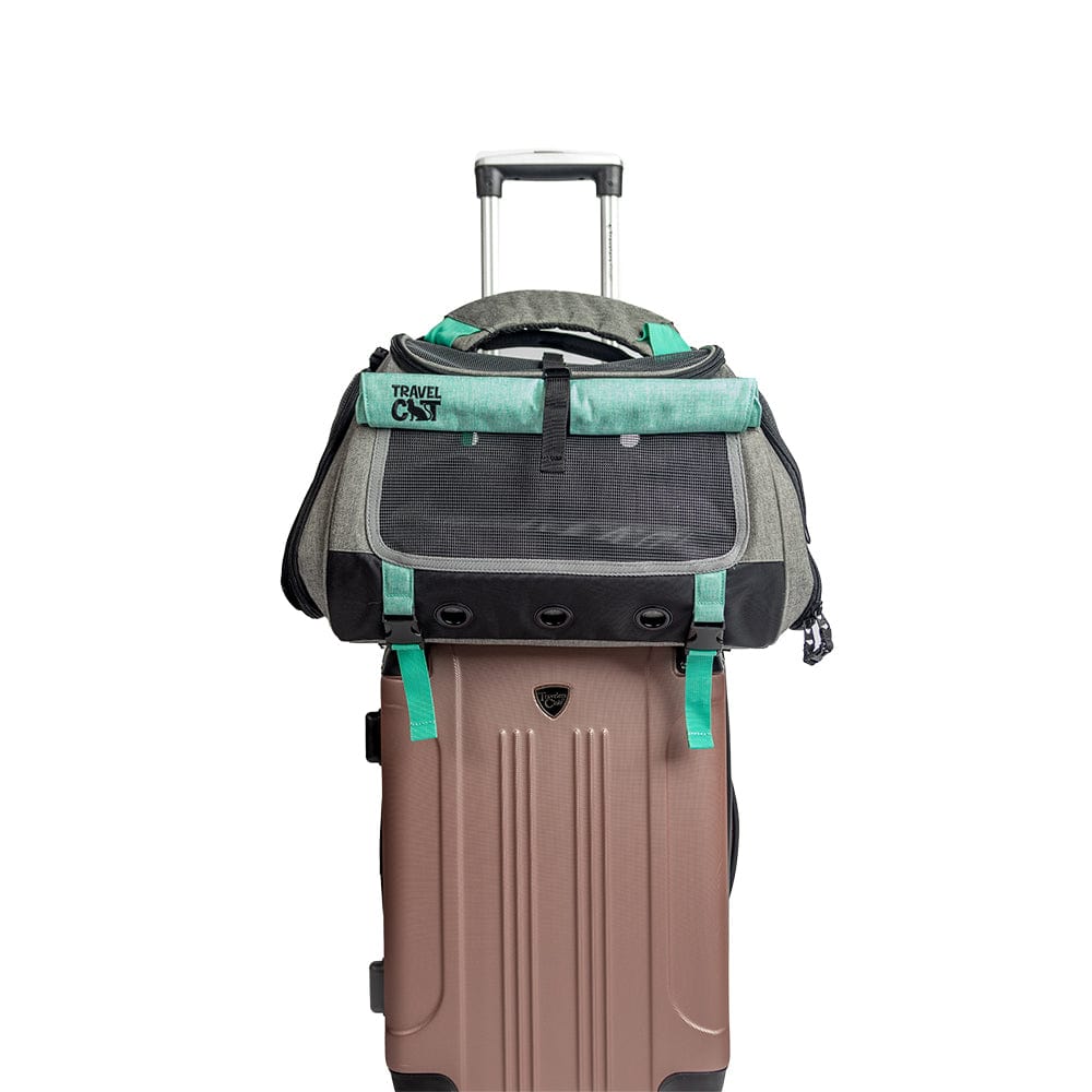 "The Transpurrter" Ultimate Calming Convertible Cat Carrier in Heather Grey and Teal