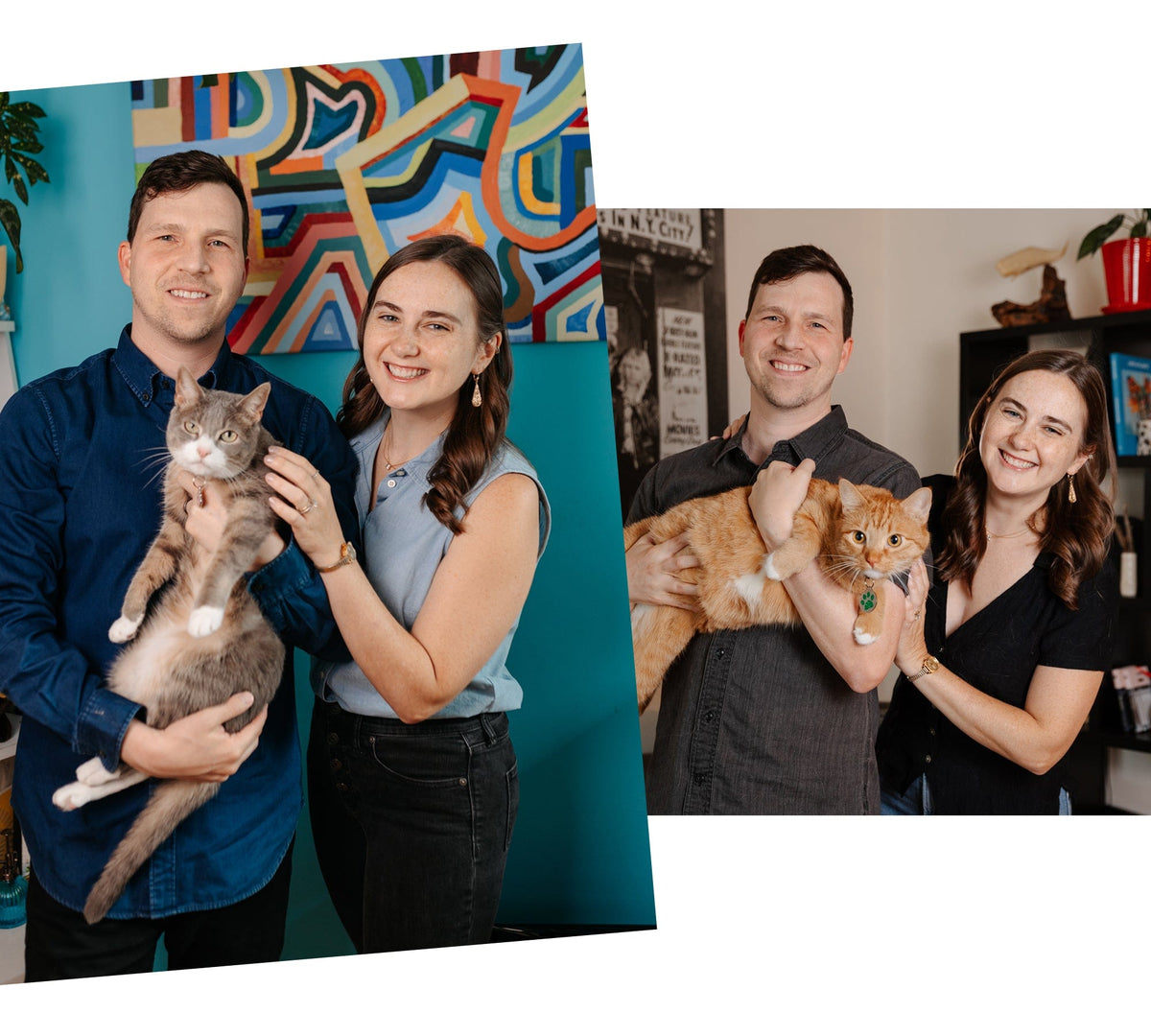 Travel Cat founders Emily and Ian with their cats