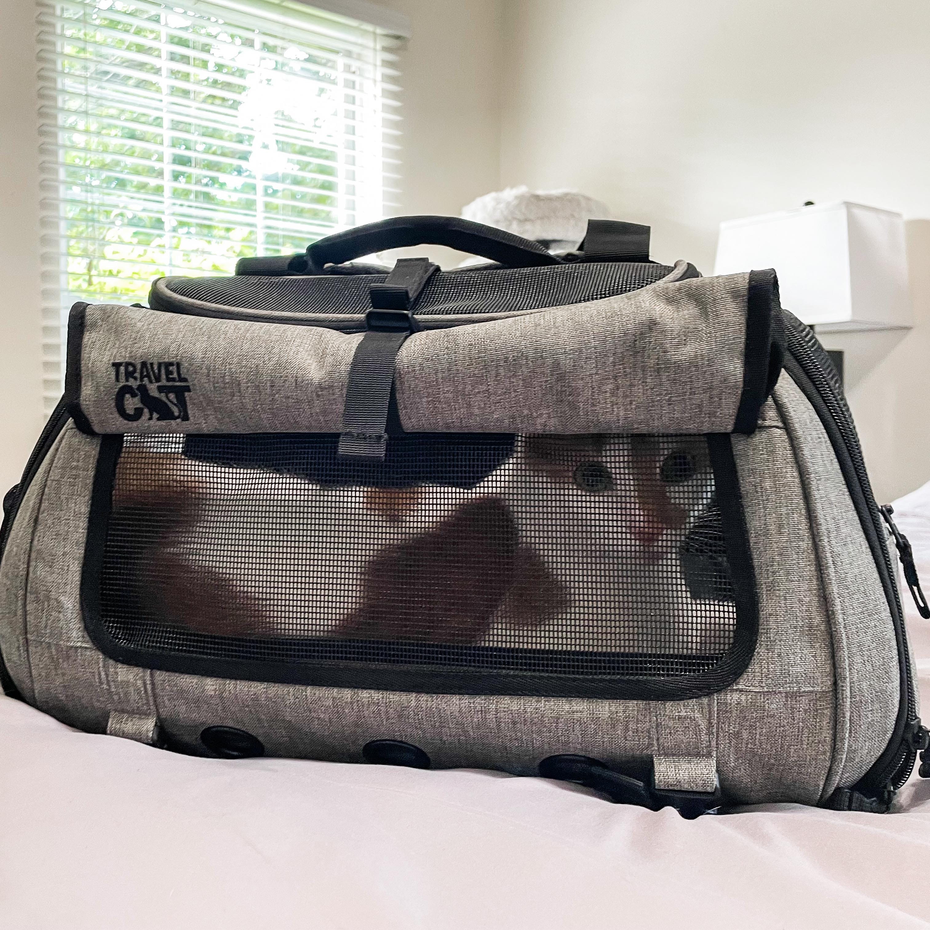 "The Transpurrter" Ultimate Calming Convertible Cat Carrier in Heather Grey