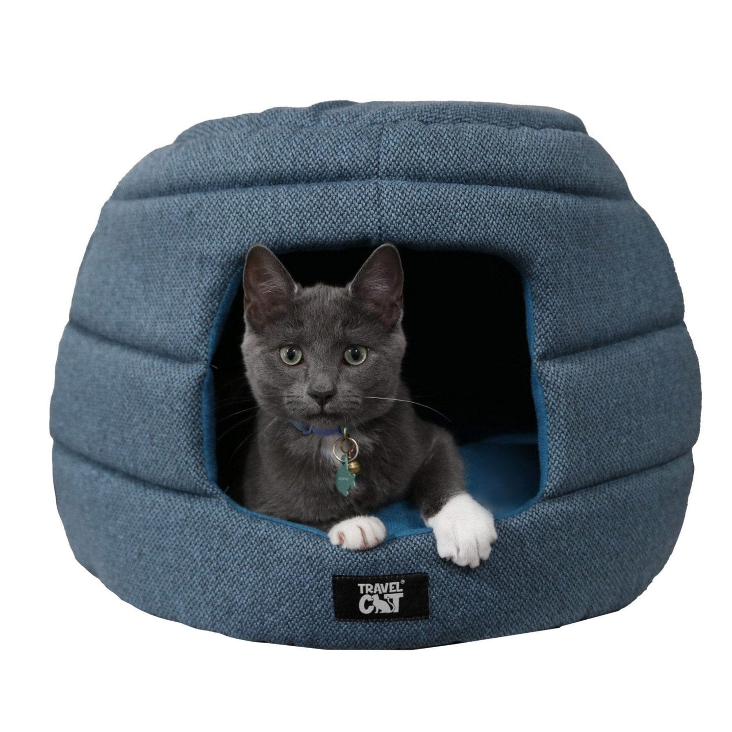 "The Meowbile Home" Convertible Cat Bed & Cave - Blue