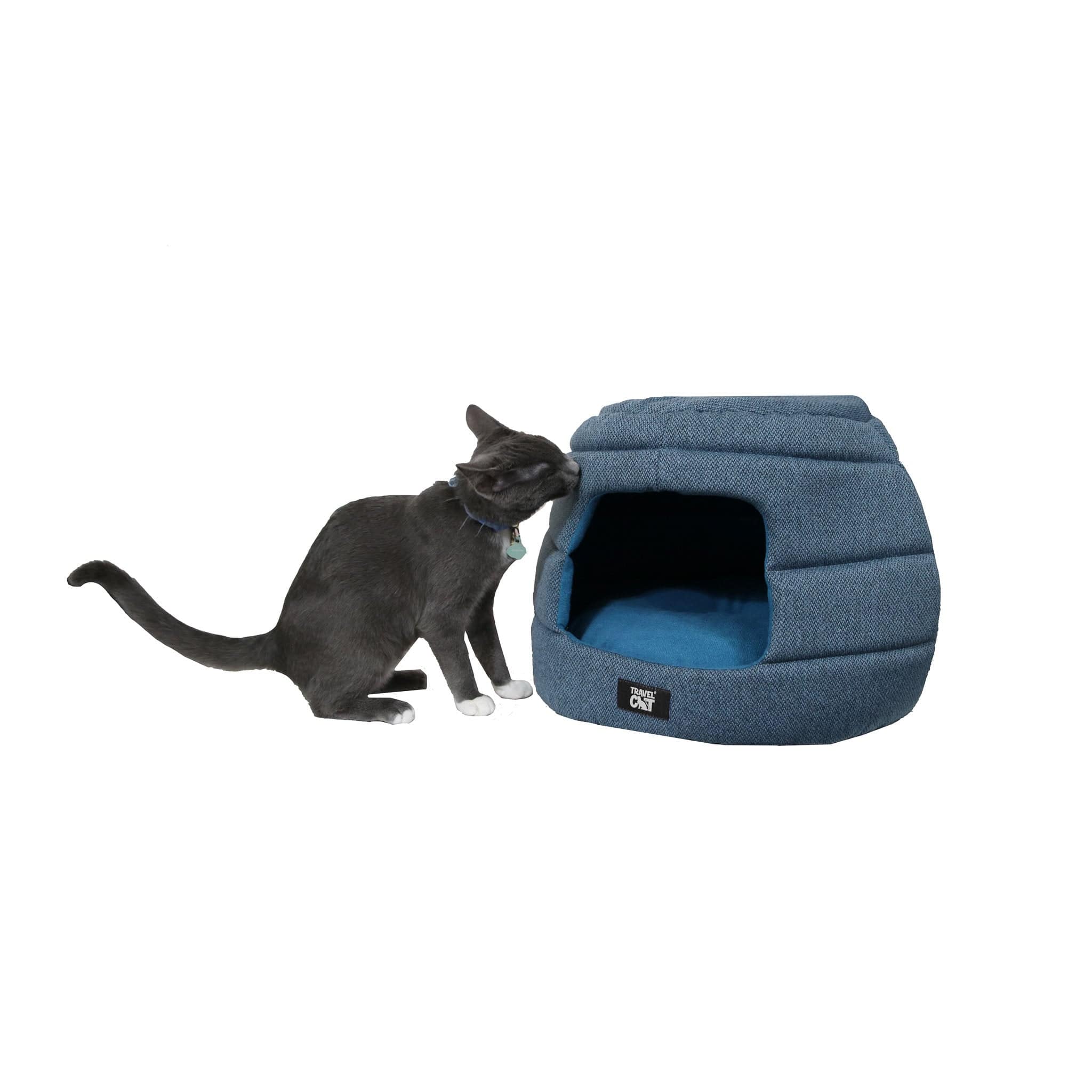 "The Meowbile Home" Convertible Cat Bed & Cave - Blue