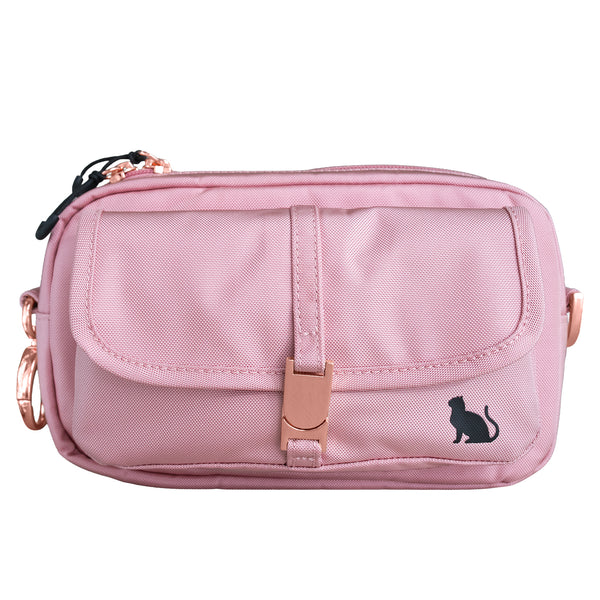 “The Whisker Walker” Cat Fanny Pack Walking Bag – Adjustable Hands-Free Fanny Pack for Treats, Leash & Essentials - Pink
