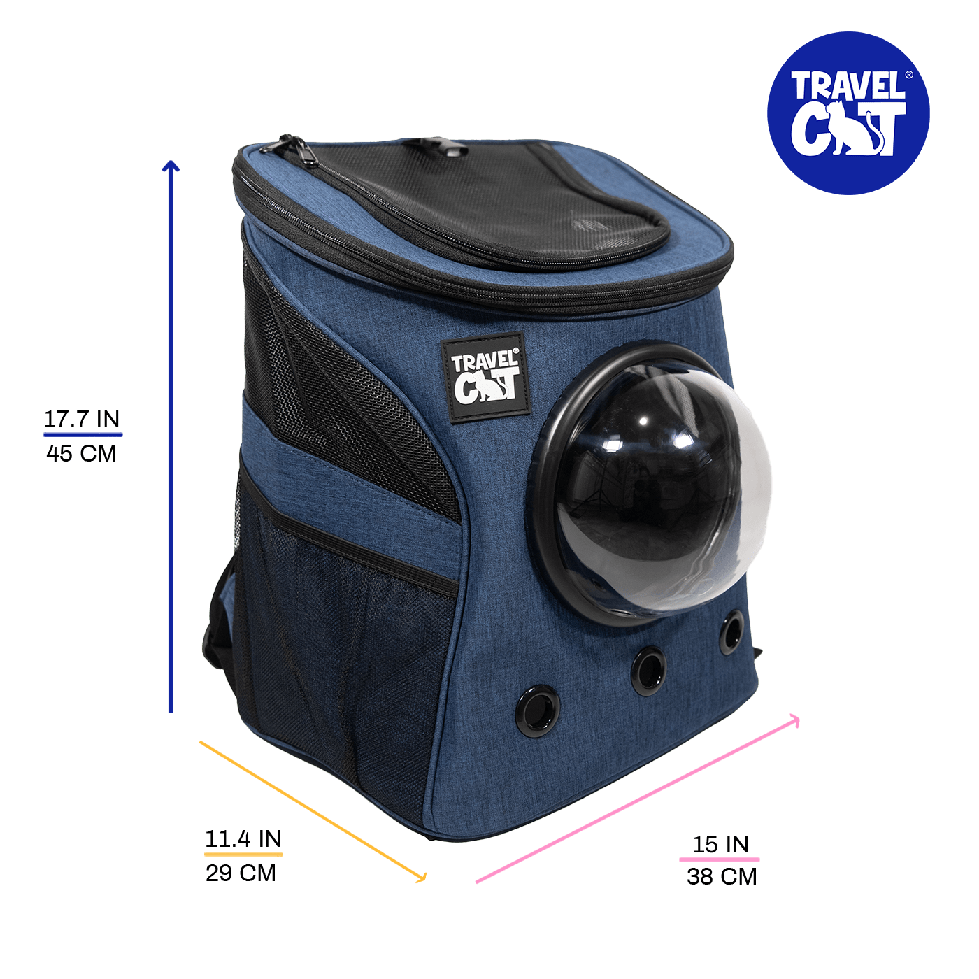 “The Fat Cat” Cat Backpack in Navy - For Larger Cats