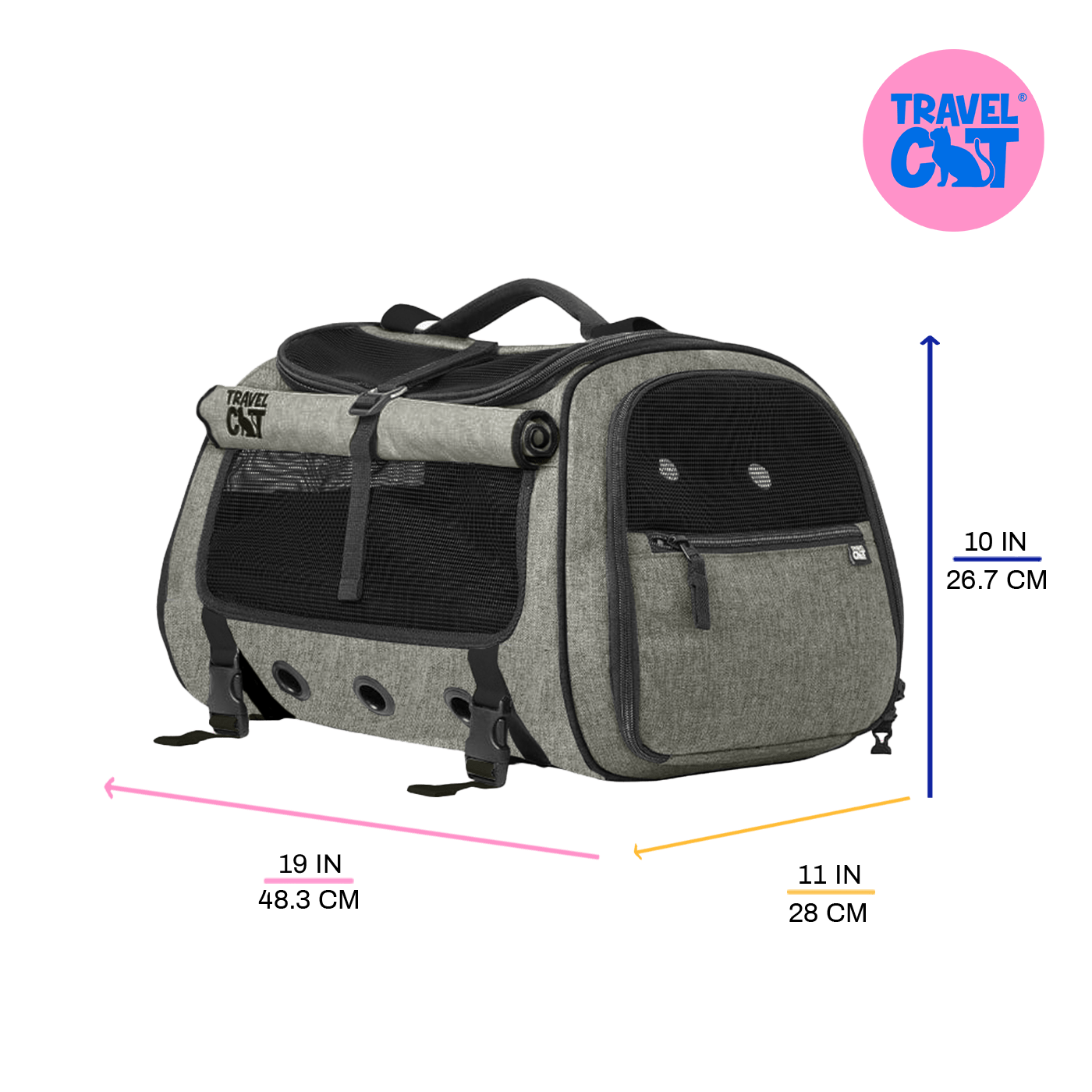 "The Transpurrter" Ultimate Calming Convertible Cat Carrier in Heather Grey