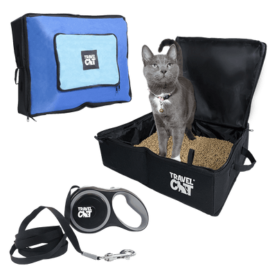 "The Gotta Go" Travel Litter Box and Retractable Cat Leash Set