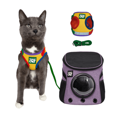 Rainbow Bundle - Fat Cat Mini Rainbow & Harness & Leash Set