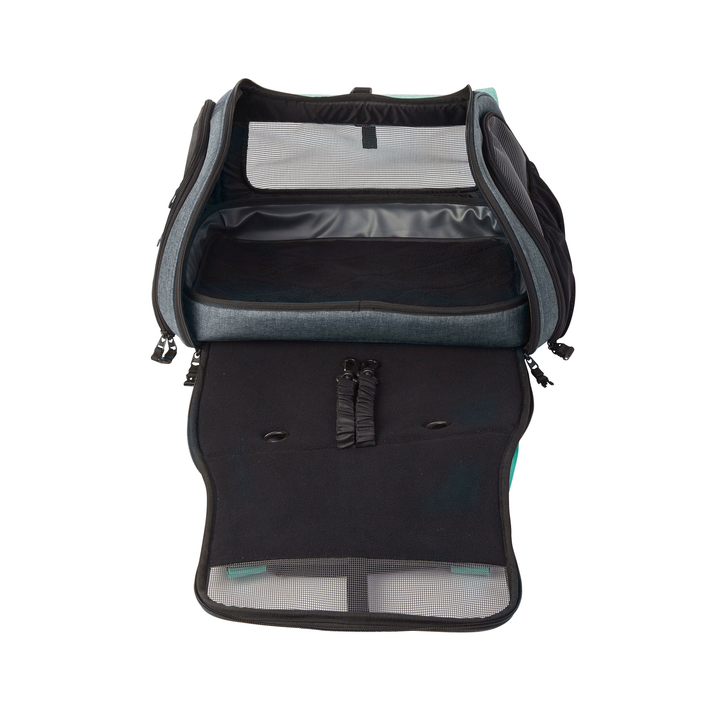 "The Transpurrter" Ultimate Calming Convertible Cat Carrier in Heather Grey and Teal