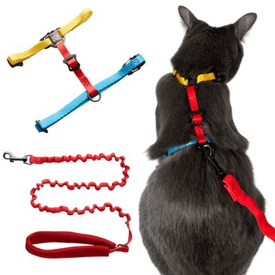 "The Day Tripper" Perfect Adjustable H-Style Cat Harness & Bungee Leash Set
