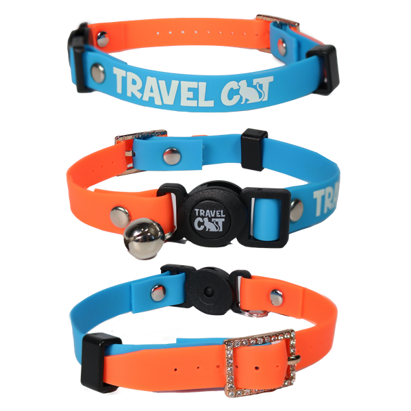 “The Travel Cat” Breakaway Cat Collar - "The Fancy Cat" Silicone Breakaway
