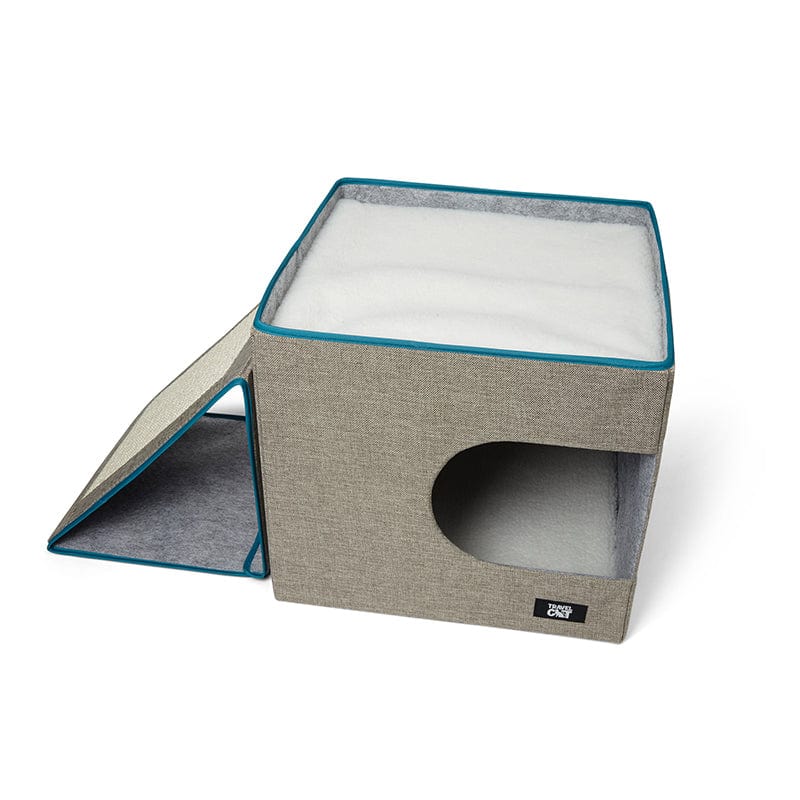 "The Cât-Teau" Collapsible Cat Condo & Scratcher Perfect Travel Bed