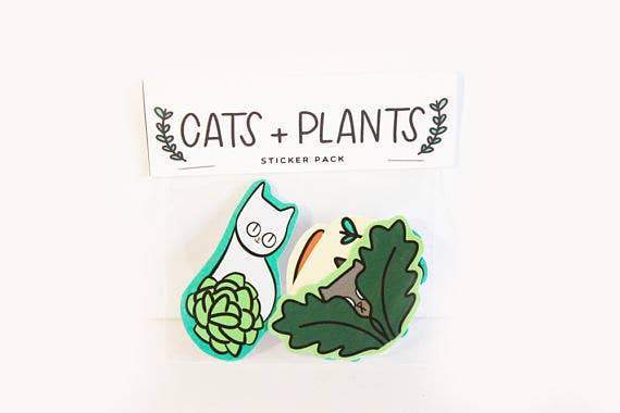 Cat + Plants Stickers