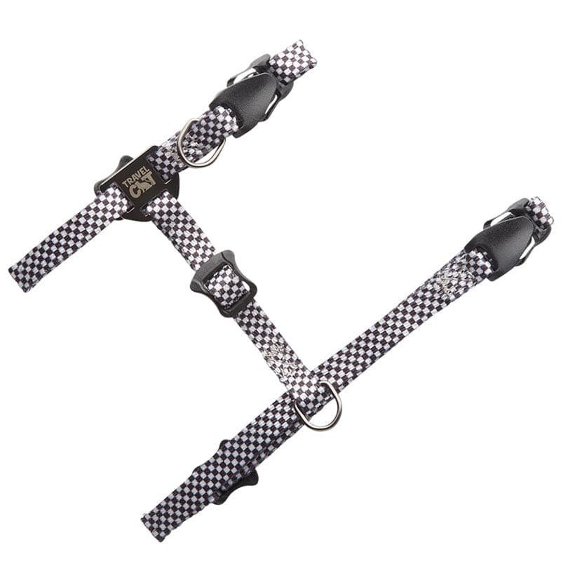 "The Day Tripper" Perfect Adjustable H-Style Cat Harness & Bungee Leash Set - Checkered