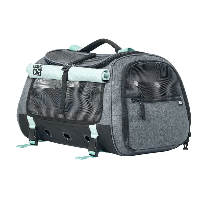 "The Transpurrter" Ultimate Calming Convertible Cat Carrier in Heather Grey and Teal