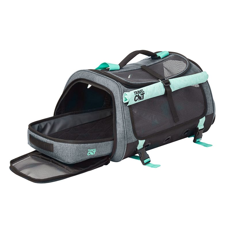 "The Transpurrter" Ultimate Calming Convertible Cat Carrier in Heather Grey and Teal