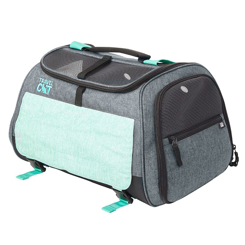 "The Transpurrter" Ultimate Calming Convertible Cat Carrier in Heather Grey and Teal