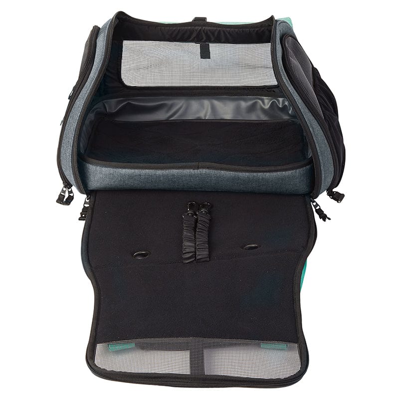 The Transpurrter Ultimate Calming Convertible Cat Carrier in Heather Grey and Teal / Your Cat Backpack