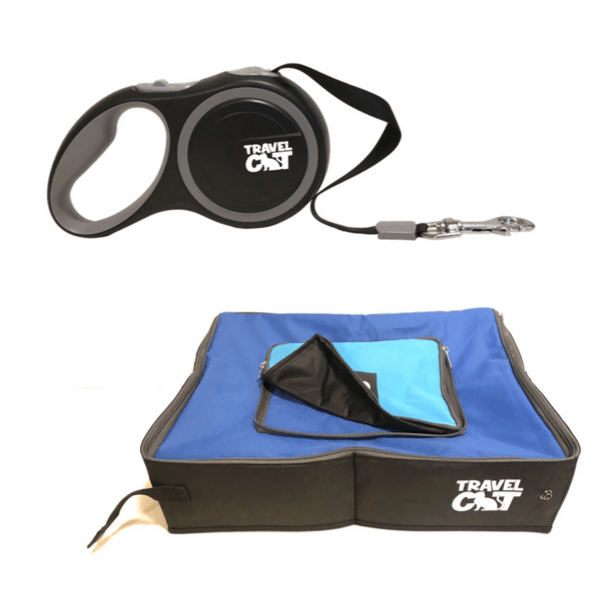 "The Gotta Go" Travel Litter Box and Retractable Cat Leash Set