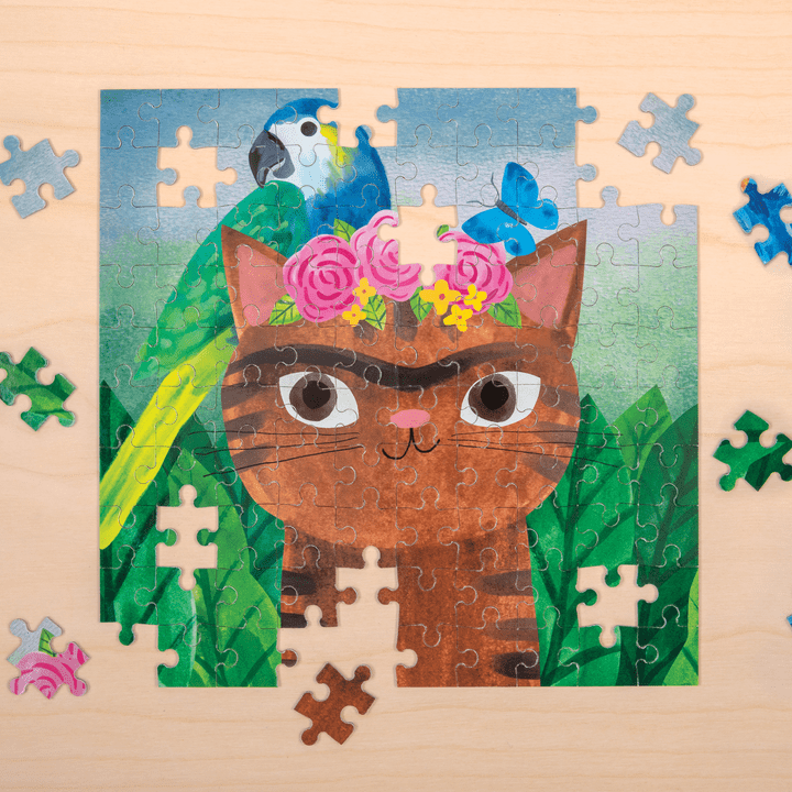 Frida Catlo Artsy Cats 100 Piece Puzzle Tin