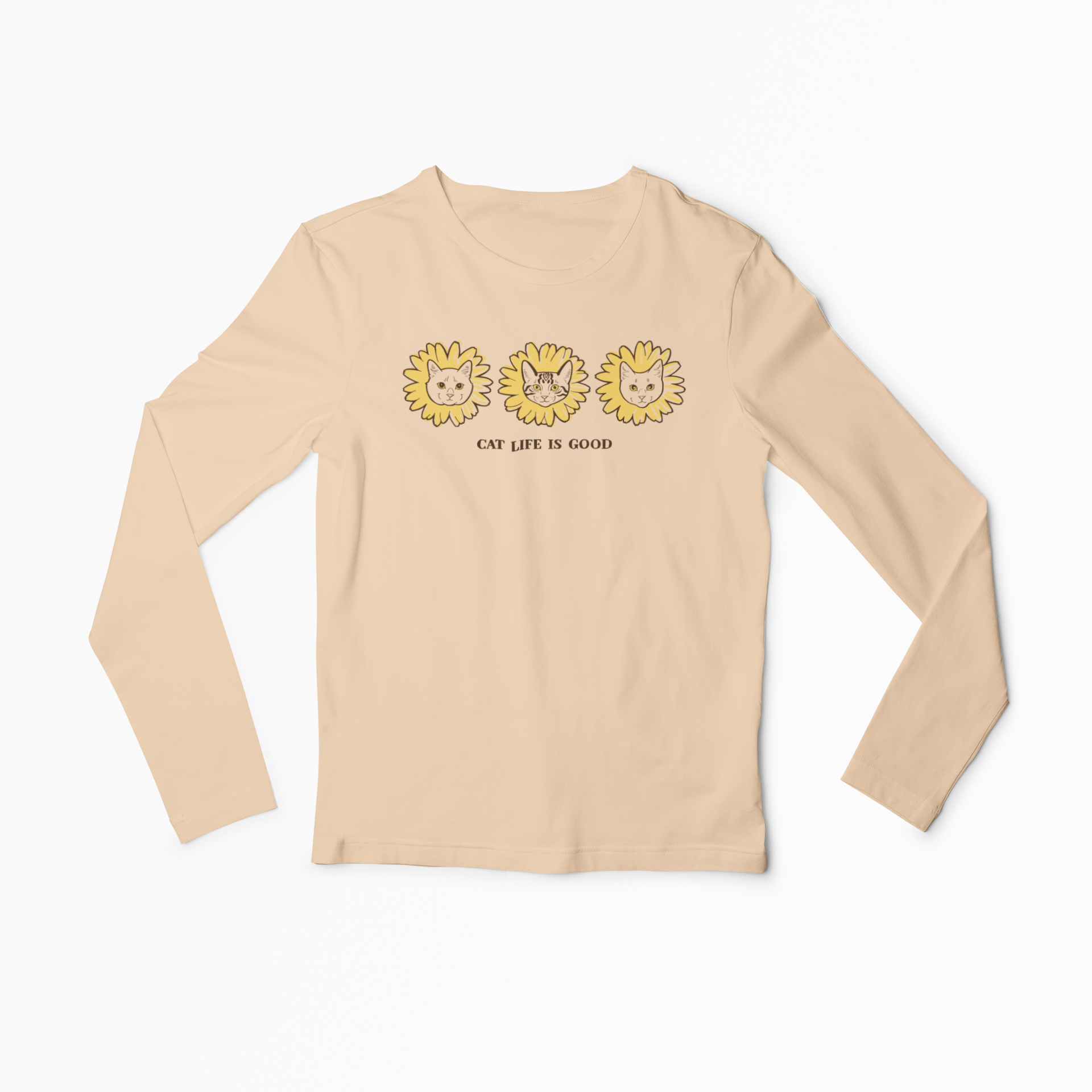 "Cat Life is Good" - Exclusive Limited Edition Cat Culture Unisex Long Sleeve Shirt by Megan Lynn Kott