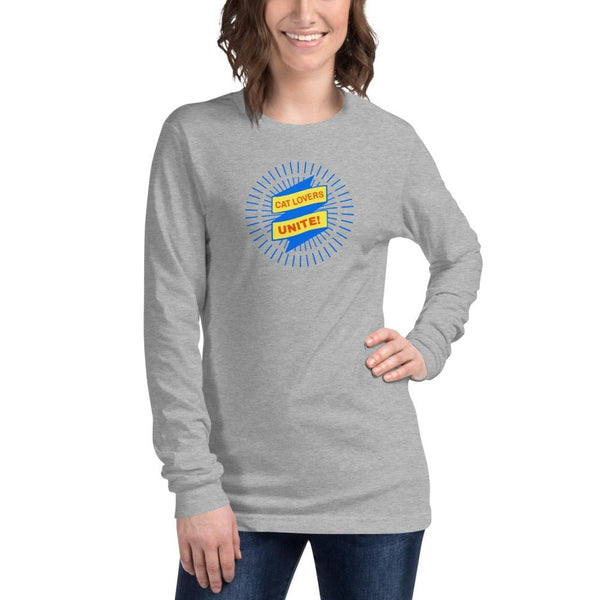 Cat Lovers Unite - Unisex Long Sleeve Tee - Athletic Heather